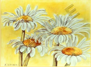 daisies on yellow