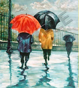 men in the rain