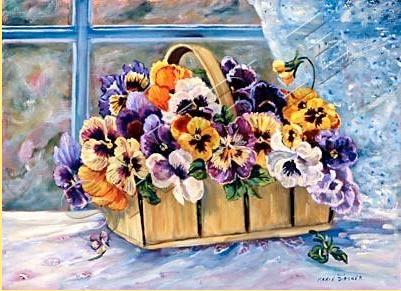 pansies in a basket