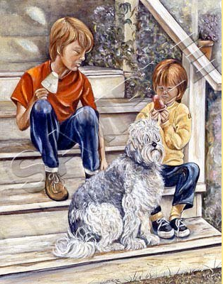 two boys and a dog